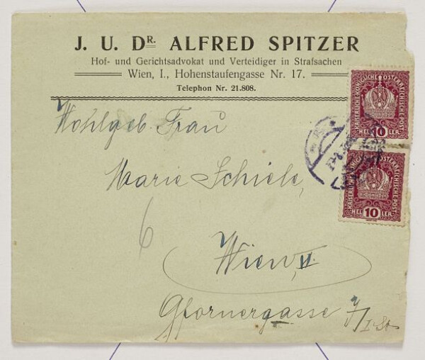 Brief von Alfred Spitzer an Marie Schiele Bild 2