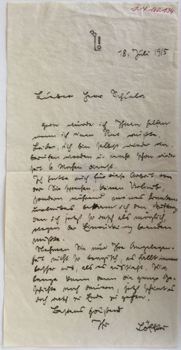 Brief von Bertold Löffler an Egon Schiele 